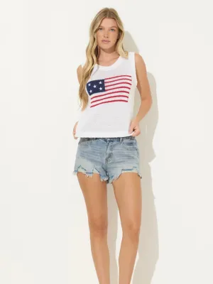 American Flag Graphic Sweater Tank