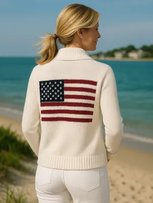 American Flag Shawl Collar Cardigan