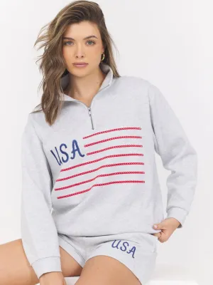 Americana Embroidered Surf Wash Quarter Zip