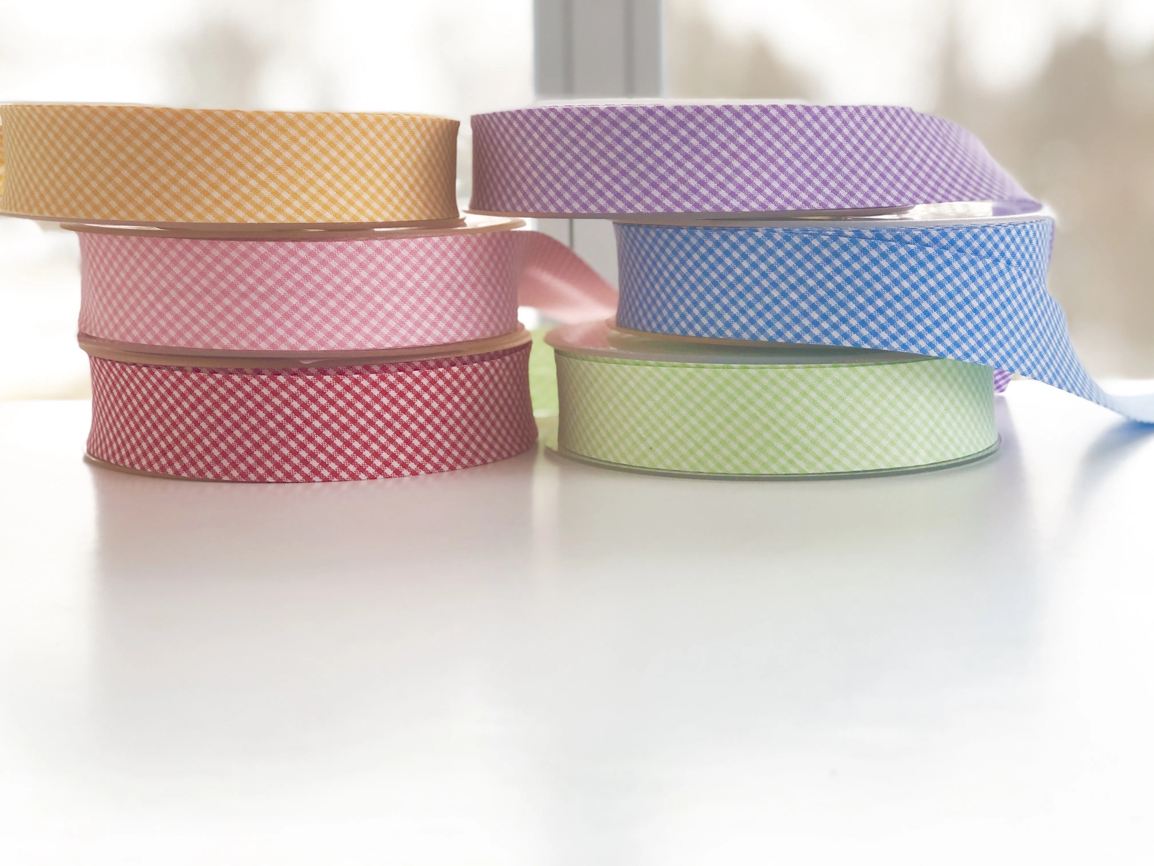 Bias Binding (20 mm) - Pink Gingham - La Stephanoise