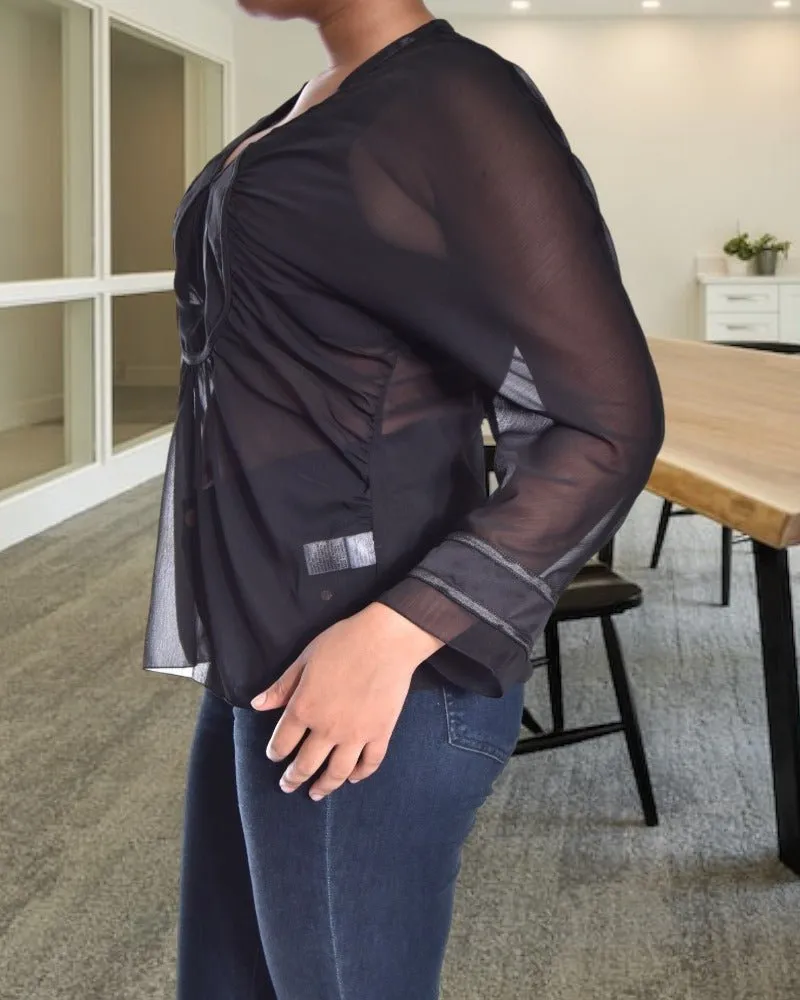 Black Long Sleeve Chiffon Top