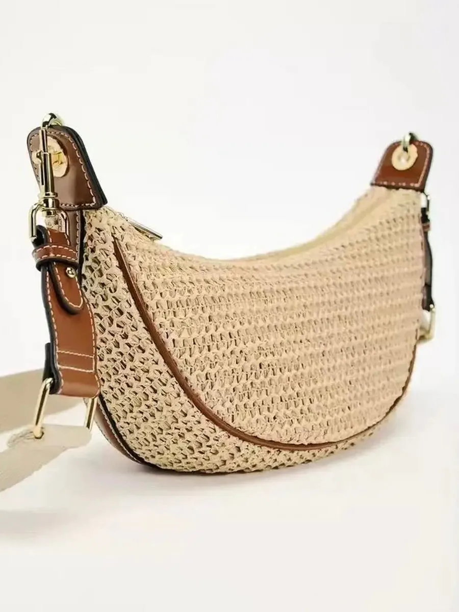 Crescent Straw Bag