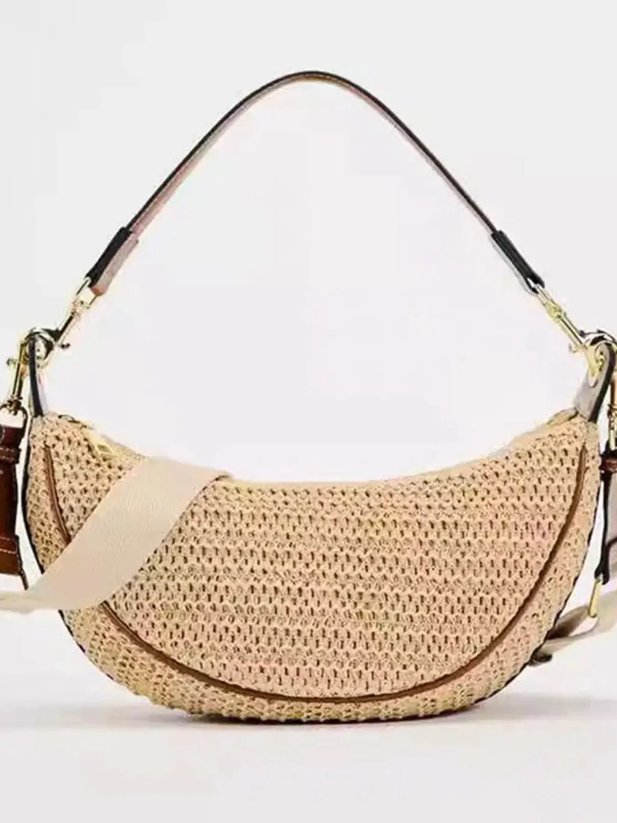 Crescent Straw Bag