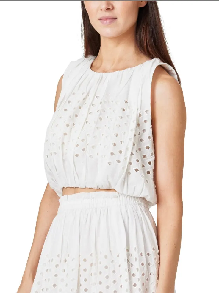 Cropped Eyelet Top