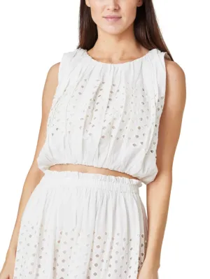 Cropped Eyelet Top