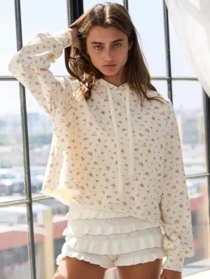 Delicate Peony Cropped Hoodie