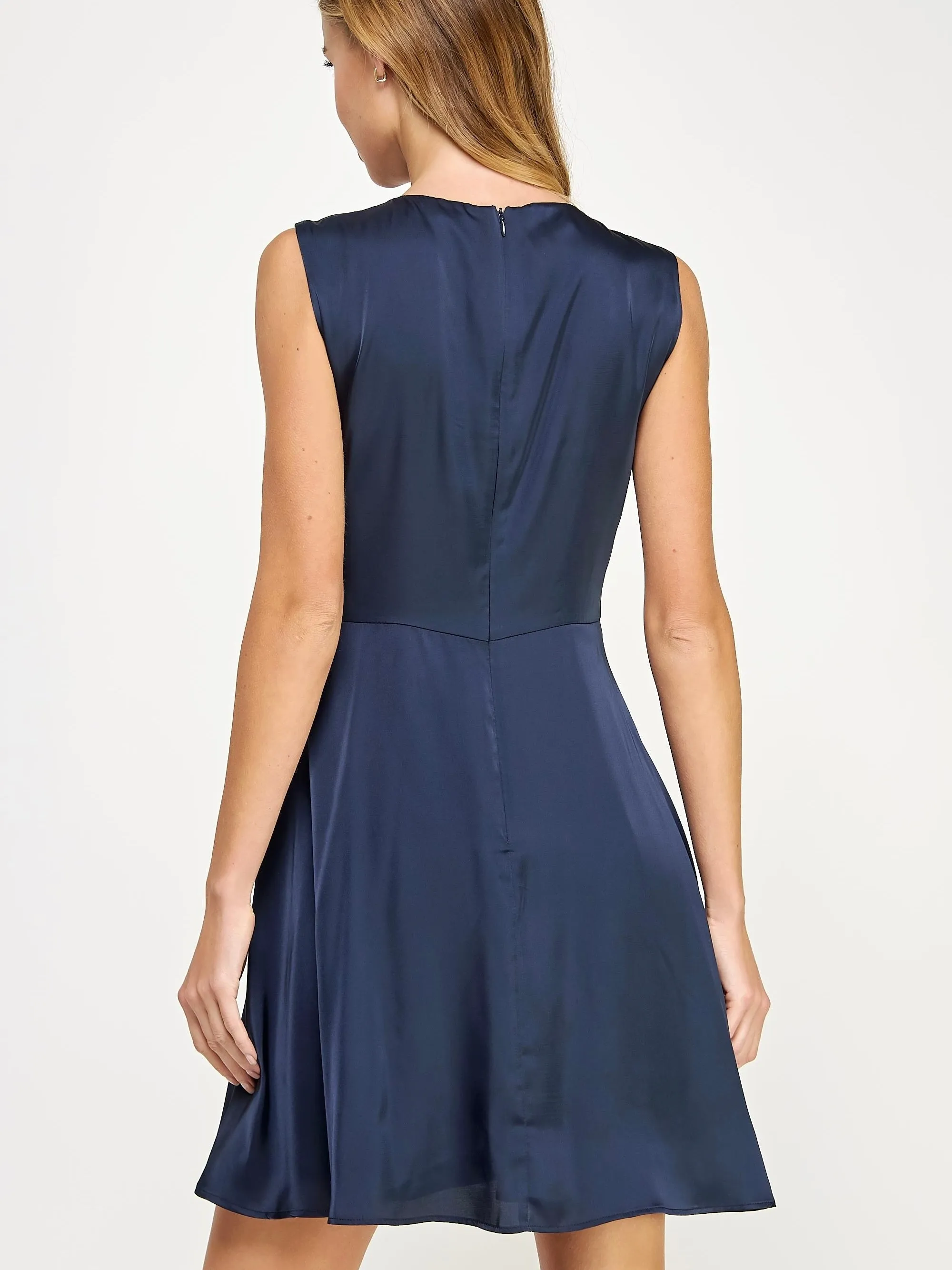 Draped Satin Mini Dress