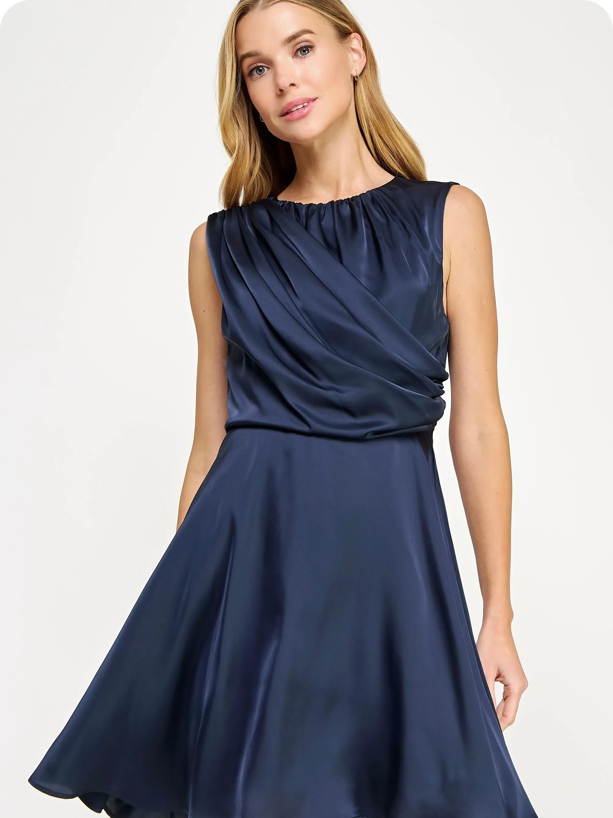 Draped Satin Mini Dress
