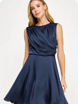 Draped Satin Mini Dress
