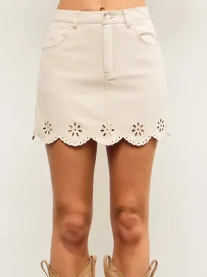 Embroidered Hem A Line Skirt