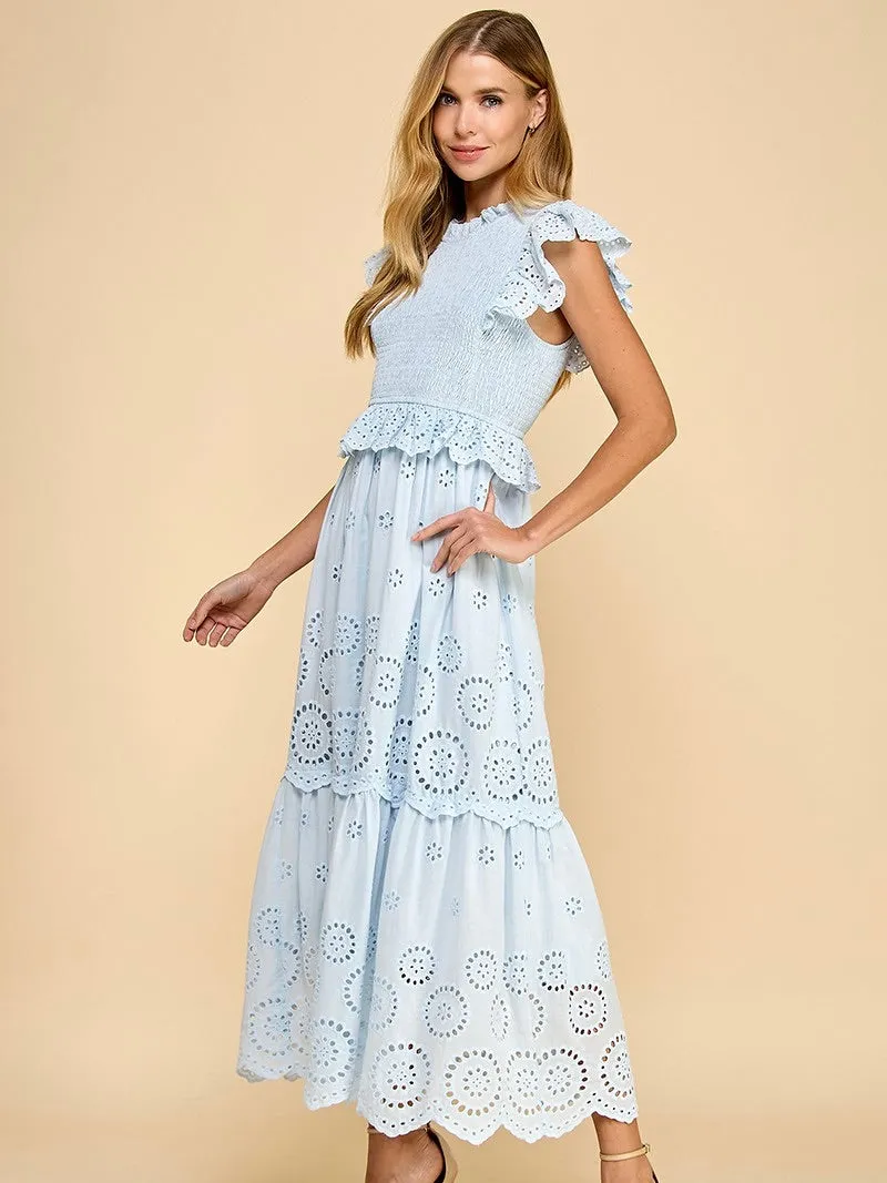 Eyelet Lace Scalloped Hem Dress