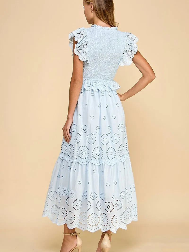 Eyelet Lace Scalloped Hem Dress