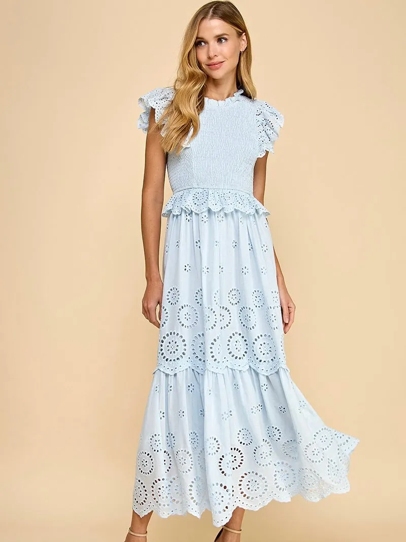 Eyelet Lace Scalloped Hem Dress
