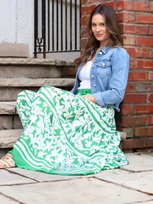 Fiona Floral Print Tiered Maxi Skirt