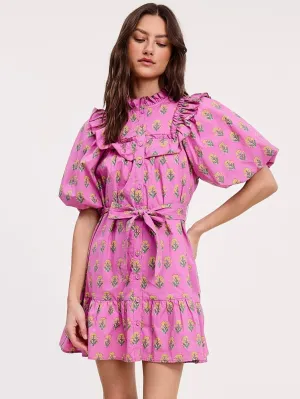 Floral Clusters Ruffled Mini Dress