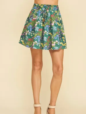 Floral Pleated Mini Skirt