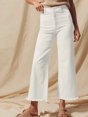 Frayed Hem Wide Leg Stretchy Pants