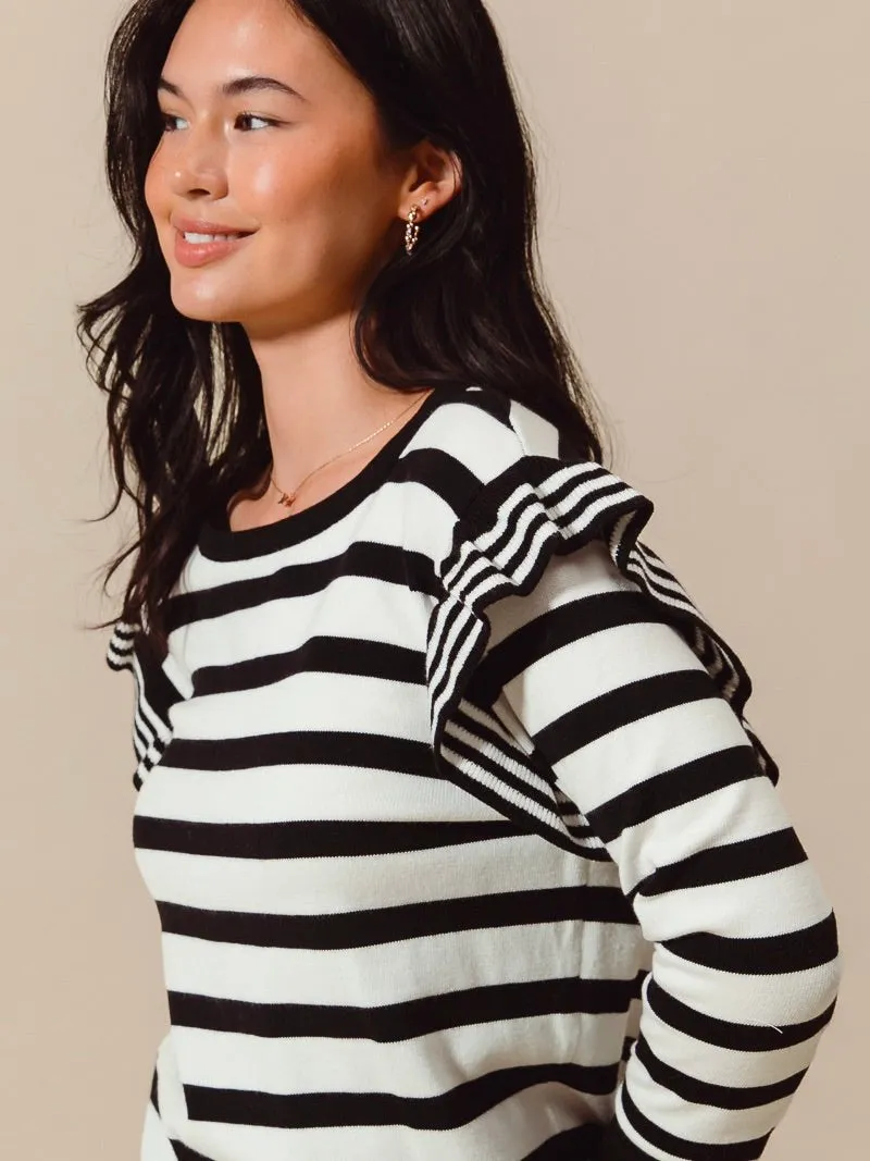 Gracie Ruffle Sleeve Sweater Top