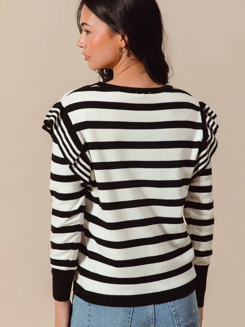 Gracie Ruffle Sleeve Sweater Top