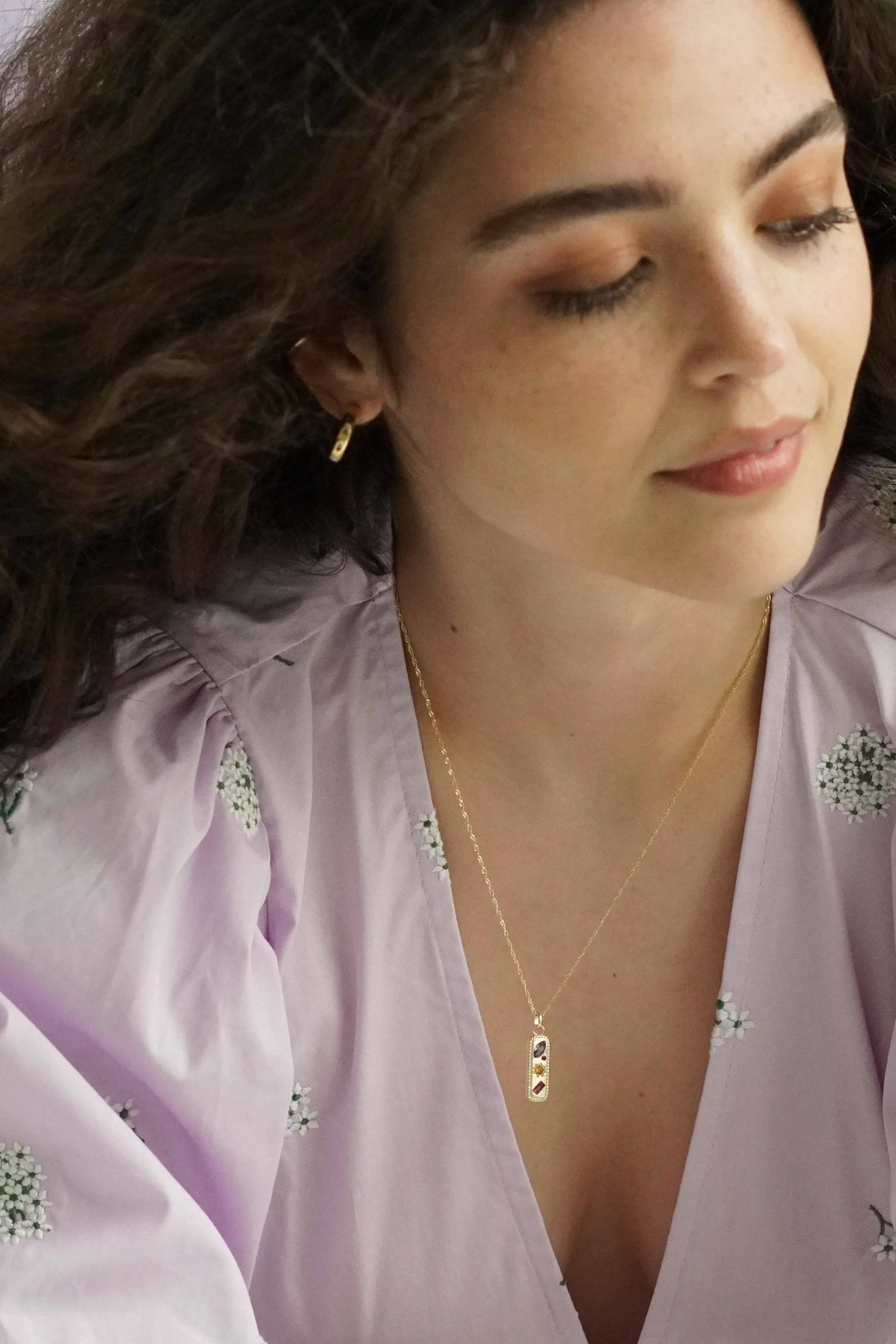 JJ Kaleidoscope Gemstone Tag Pendant Necklace