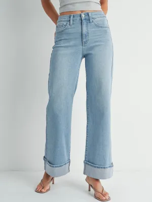 Just Black Denim : Cuffed Palazzo Jean