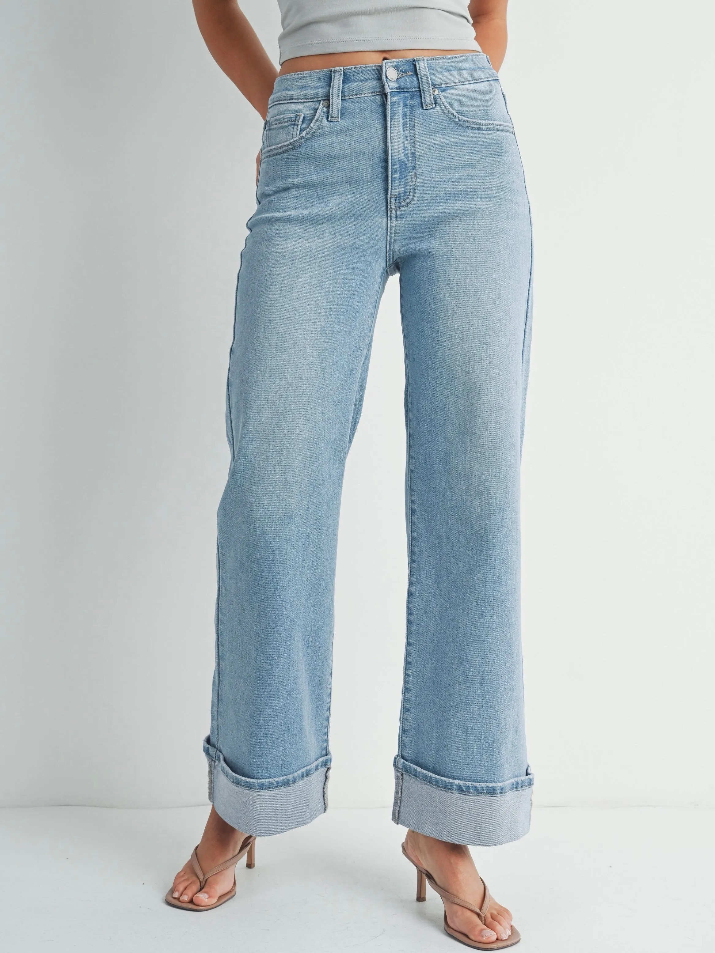 Just Black Denim : Cuffed Palazzo Jean
