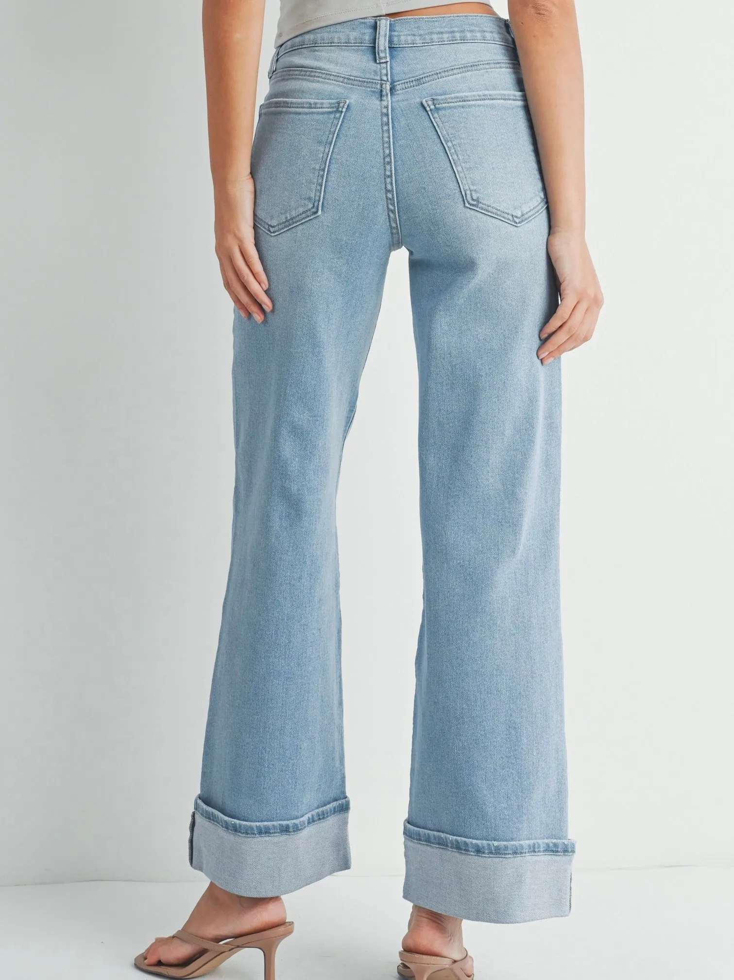 Just Black Denim : Cuffed Palazzo Jean