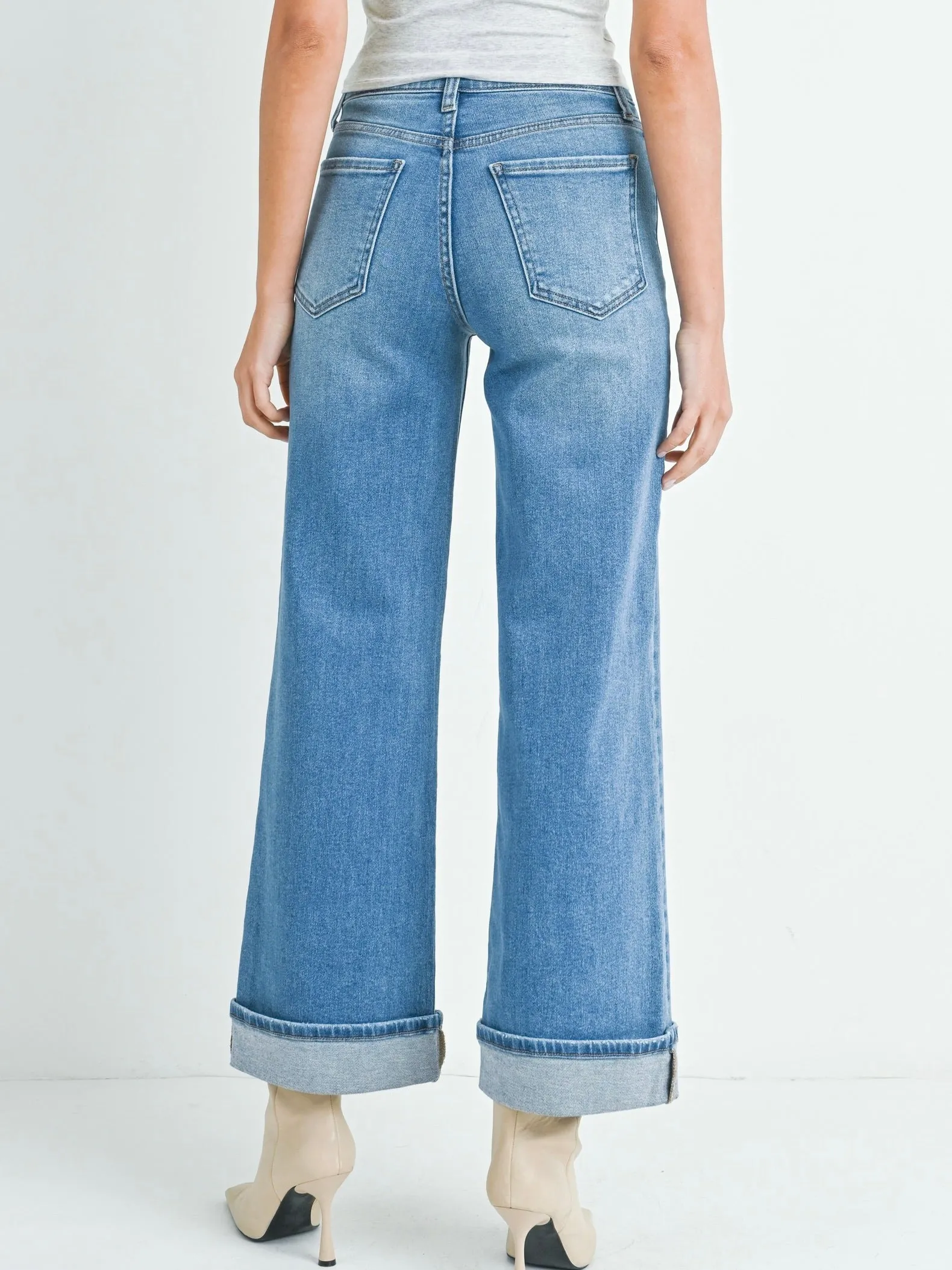 Just Black Denim : Cuffed Palazzo Jean