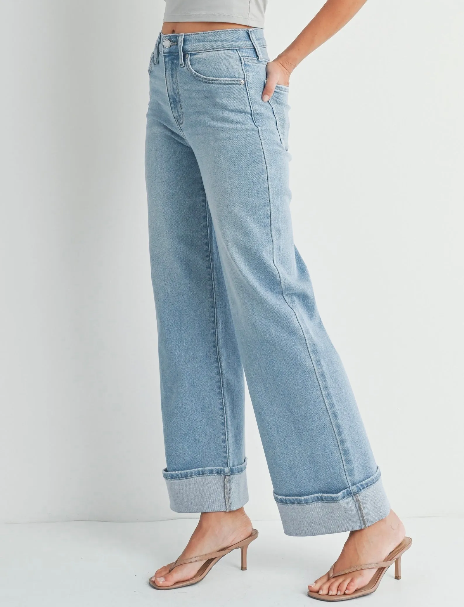 Just Black Denim : Cuffed Palazzo Jean