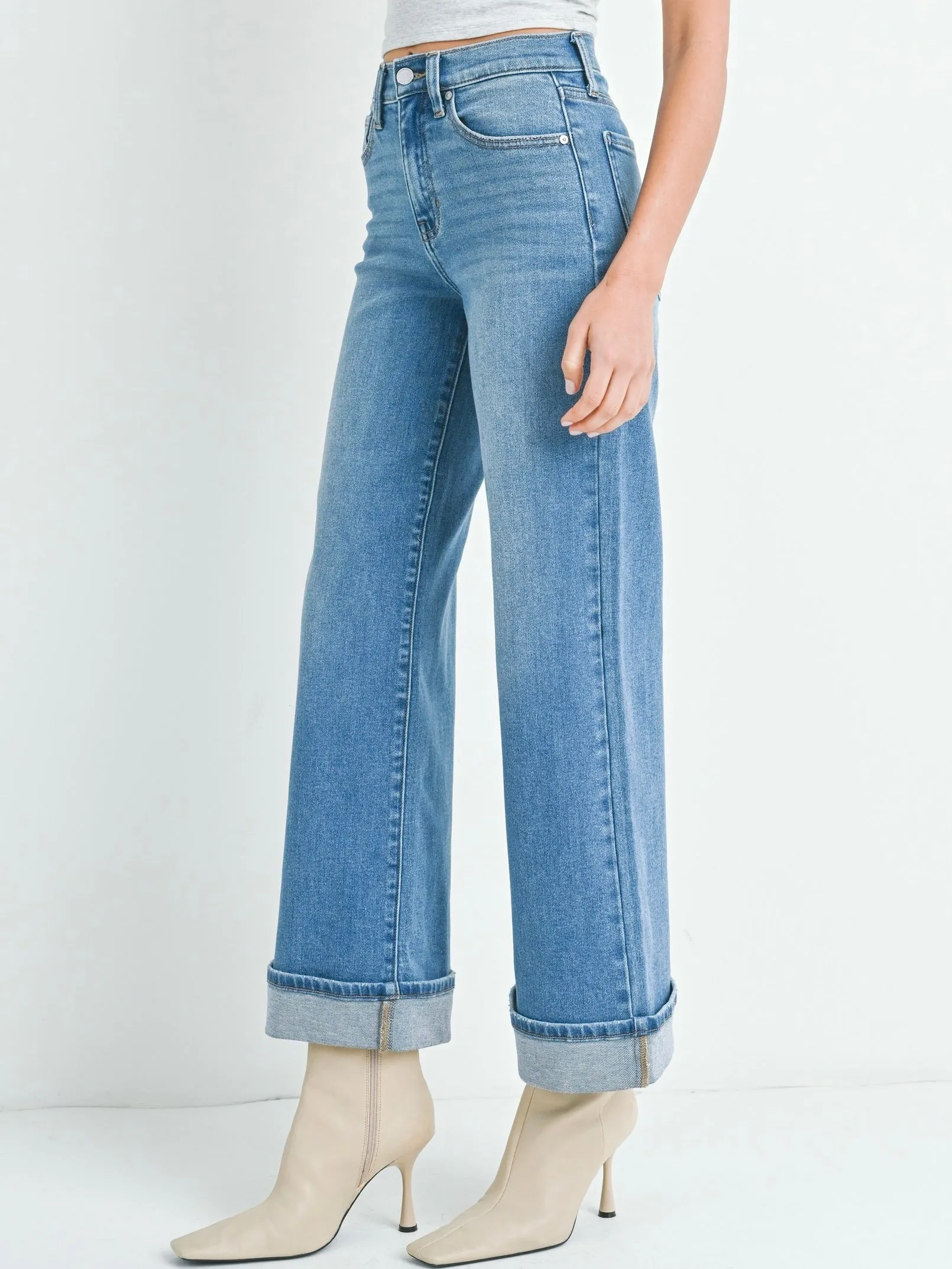 Just Black Denim : Cuffed Palazzo Jean