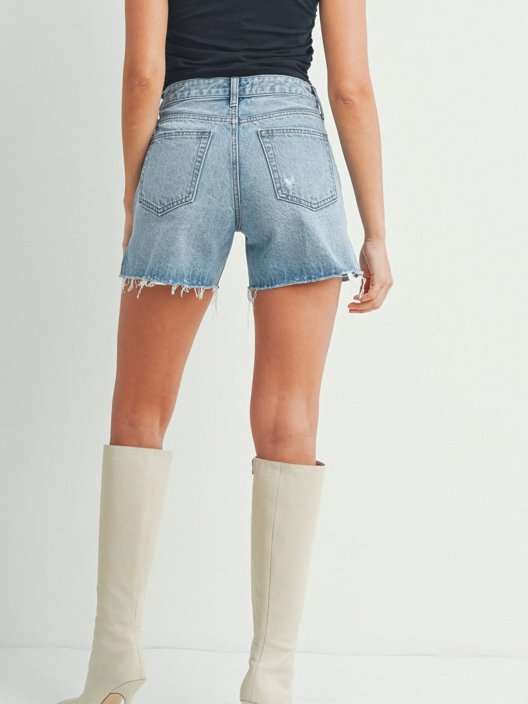 {Just Black Denim} High Rise Side Slit Short