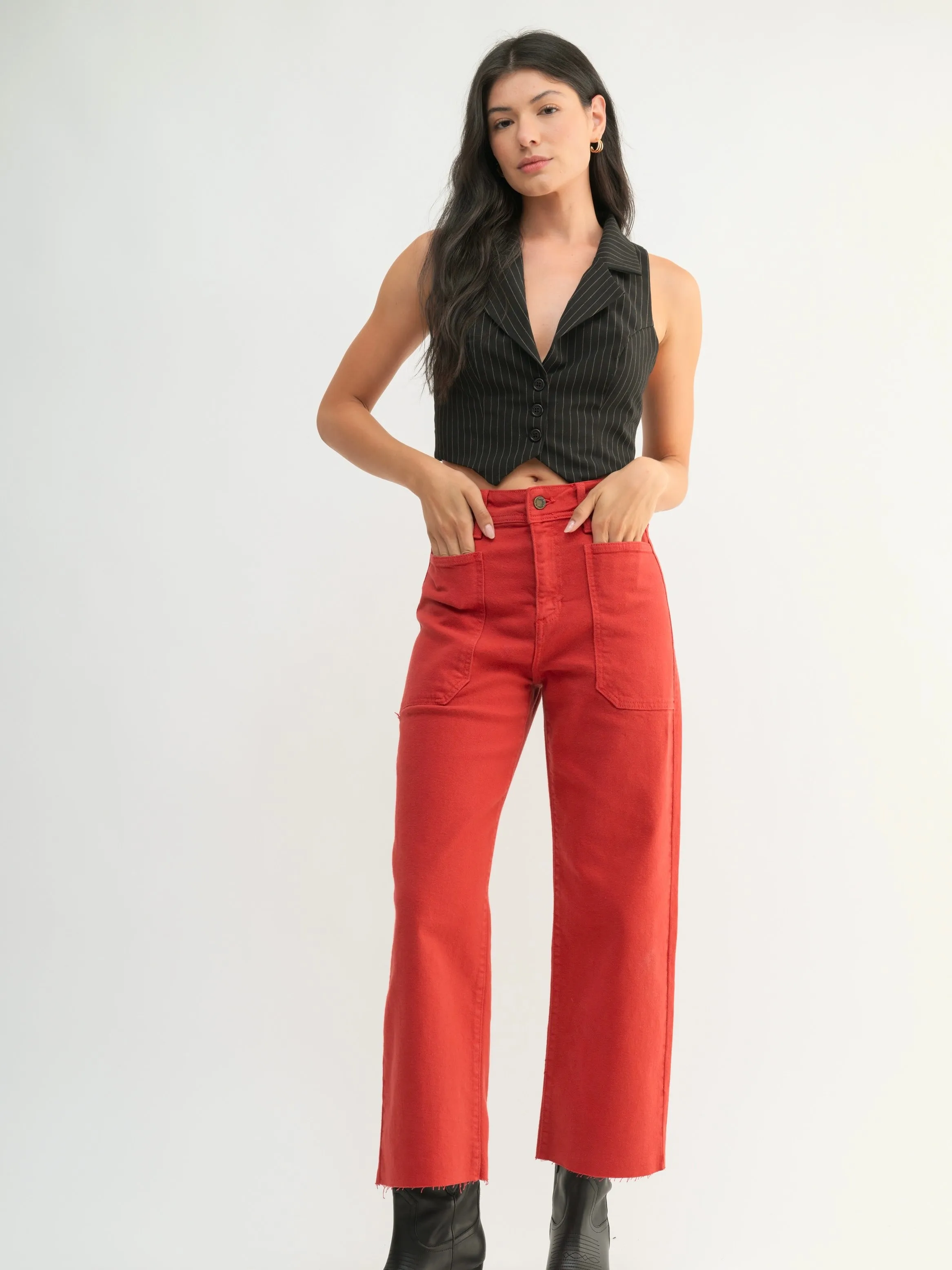 Just Black Denim : Maisy Utility Wide Leg Jean