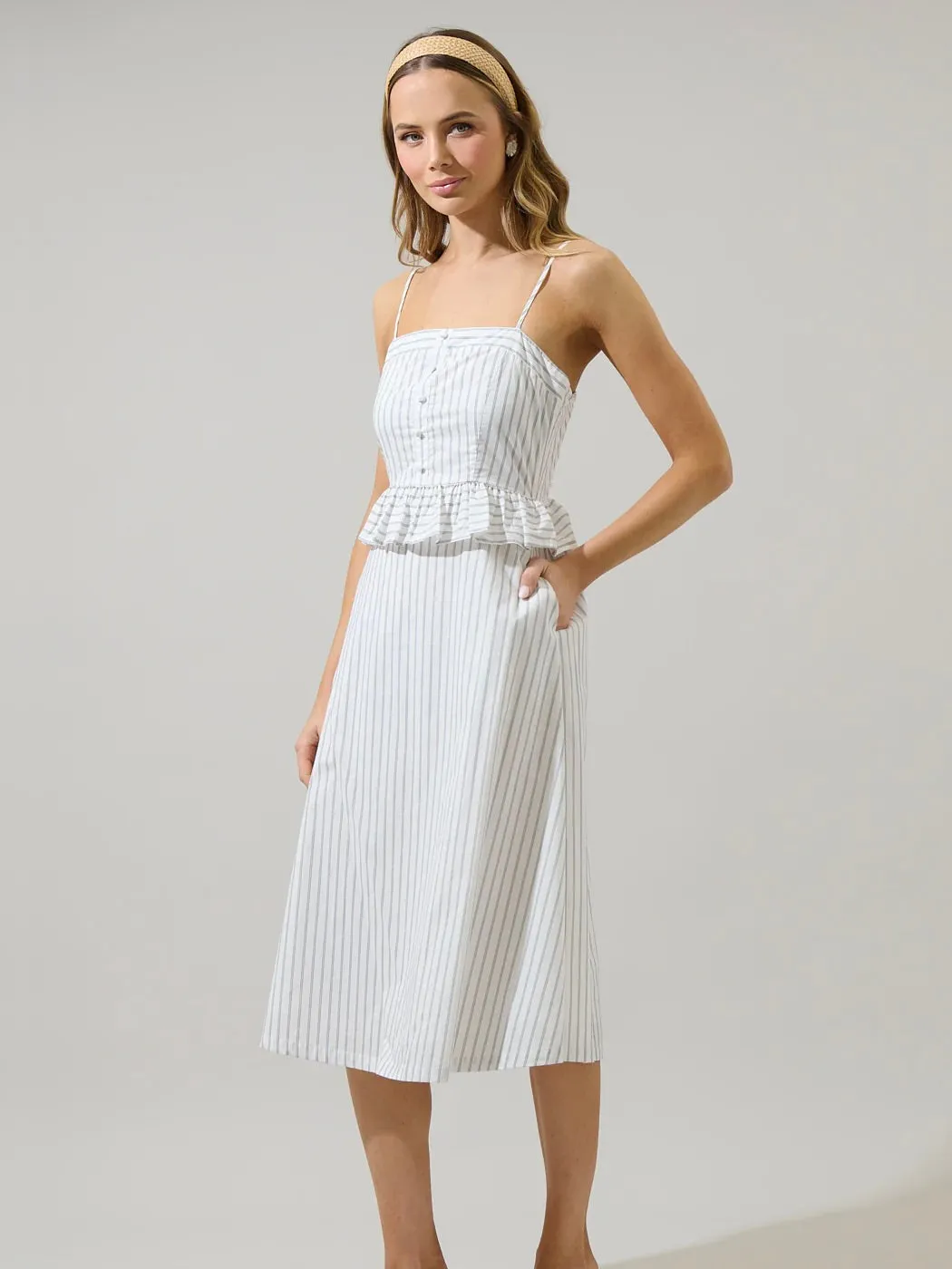 Lanah Striped Kohler Midi Dress