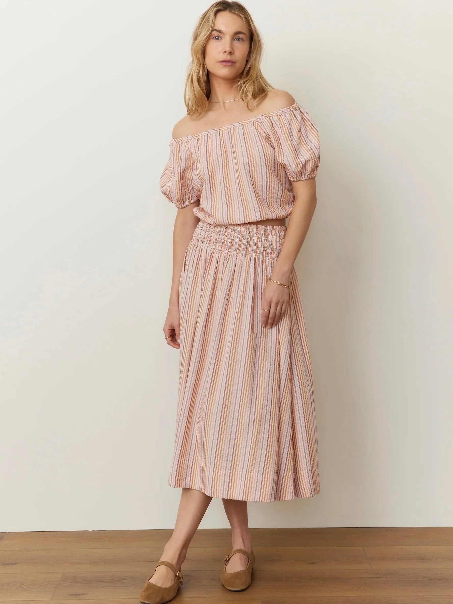 {Marine Layer} Marella Seersucker Crop Blouse