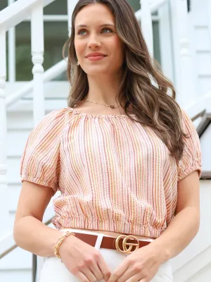 {Marine Layer} Marella Seersucker Crop Blouse