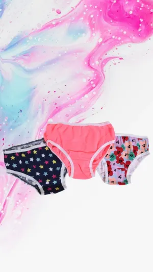 Navy Printed 3 Pack Girls Panty