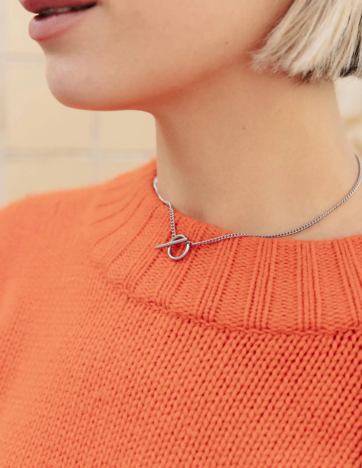 Nordic Muse Herringbone Toggle Silver Necklace