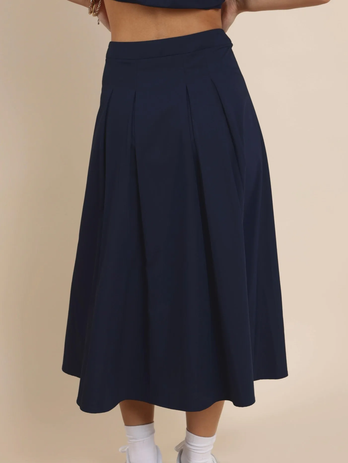 Ocean Calls Pleats Midi Skirt
