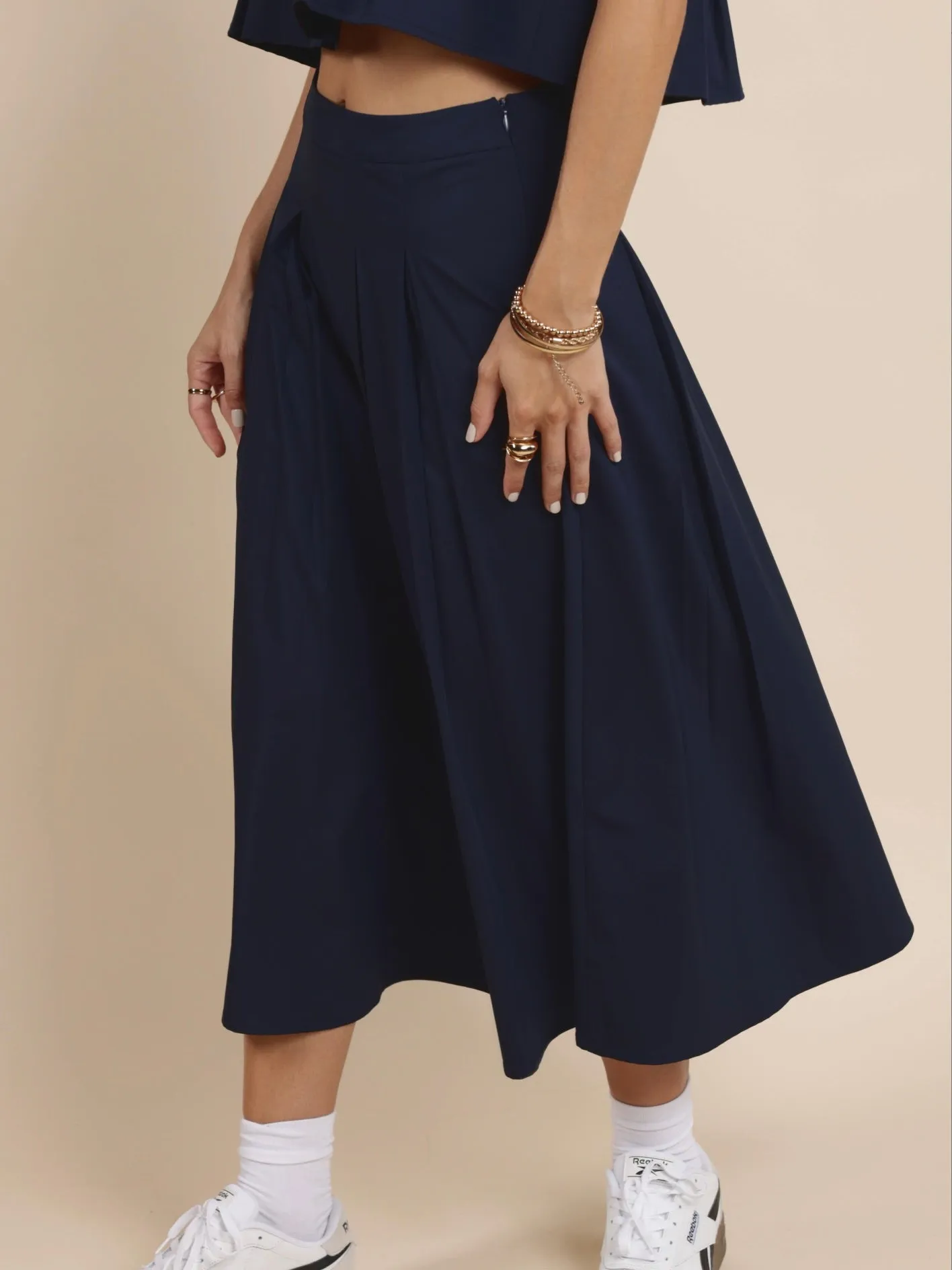 Ocean Calls Pleats Midi Skirt