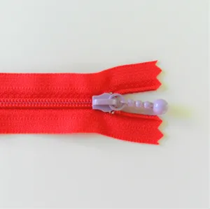 Pearl Drop Zipper - Brights - Red with Purple Pull
