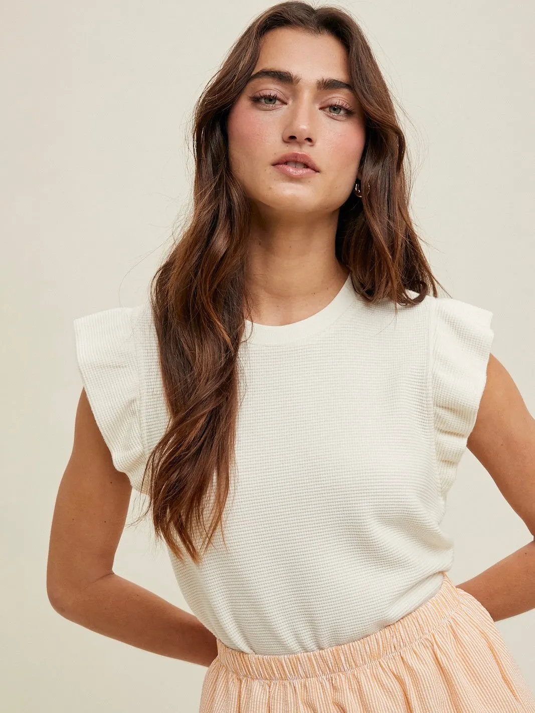 Ruffle Sleeve Knit Top