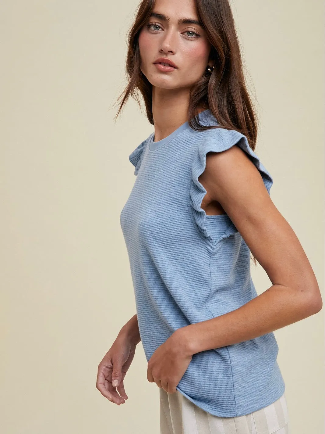 Ruffle Sleeve Knit Top
