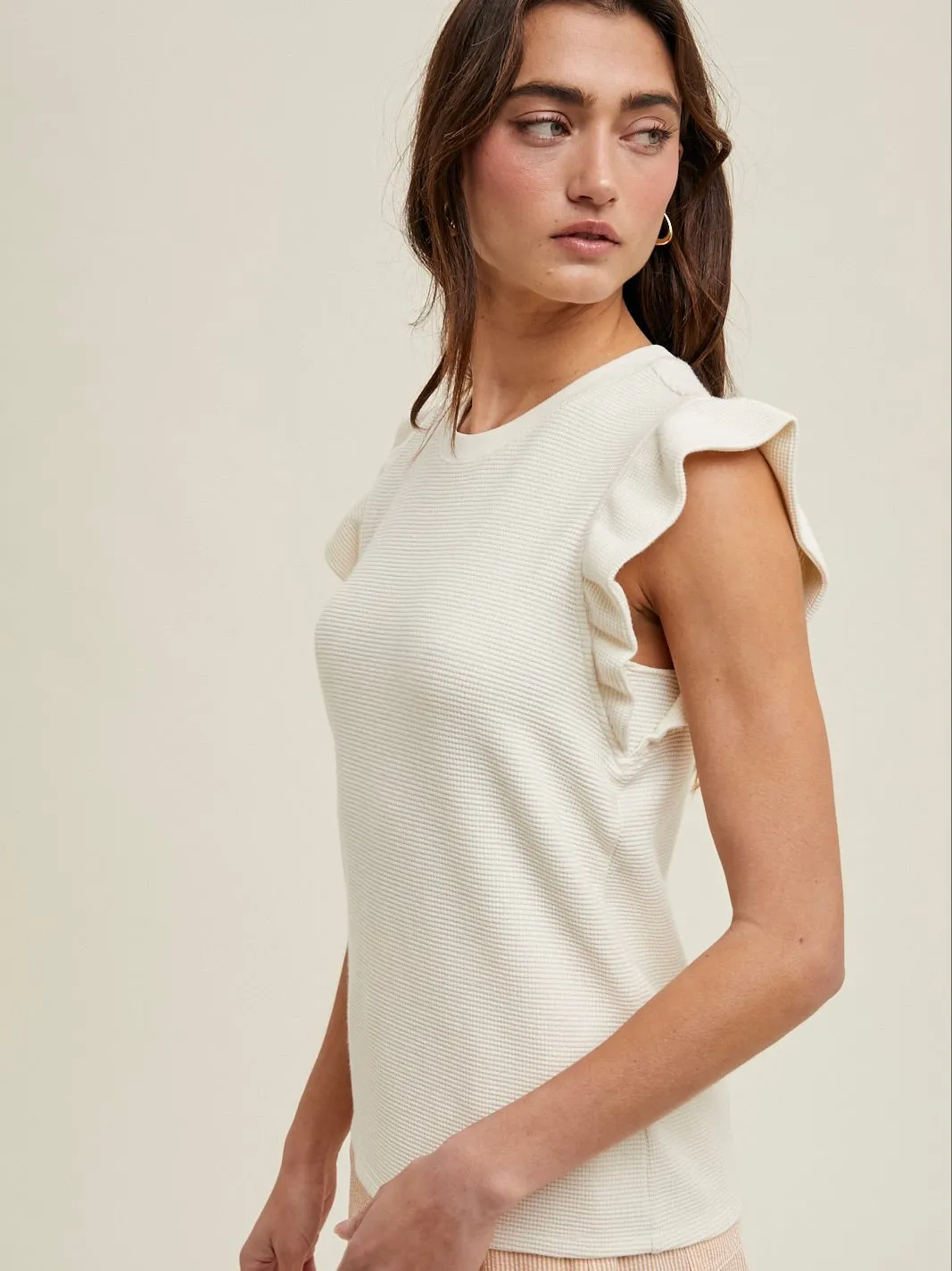 Ruffle Sleeve Knit Top