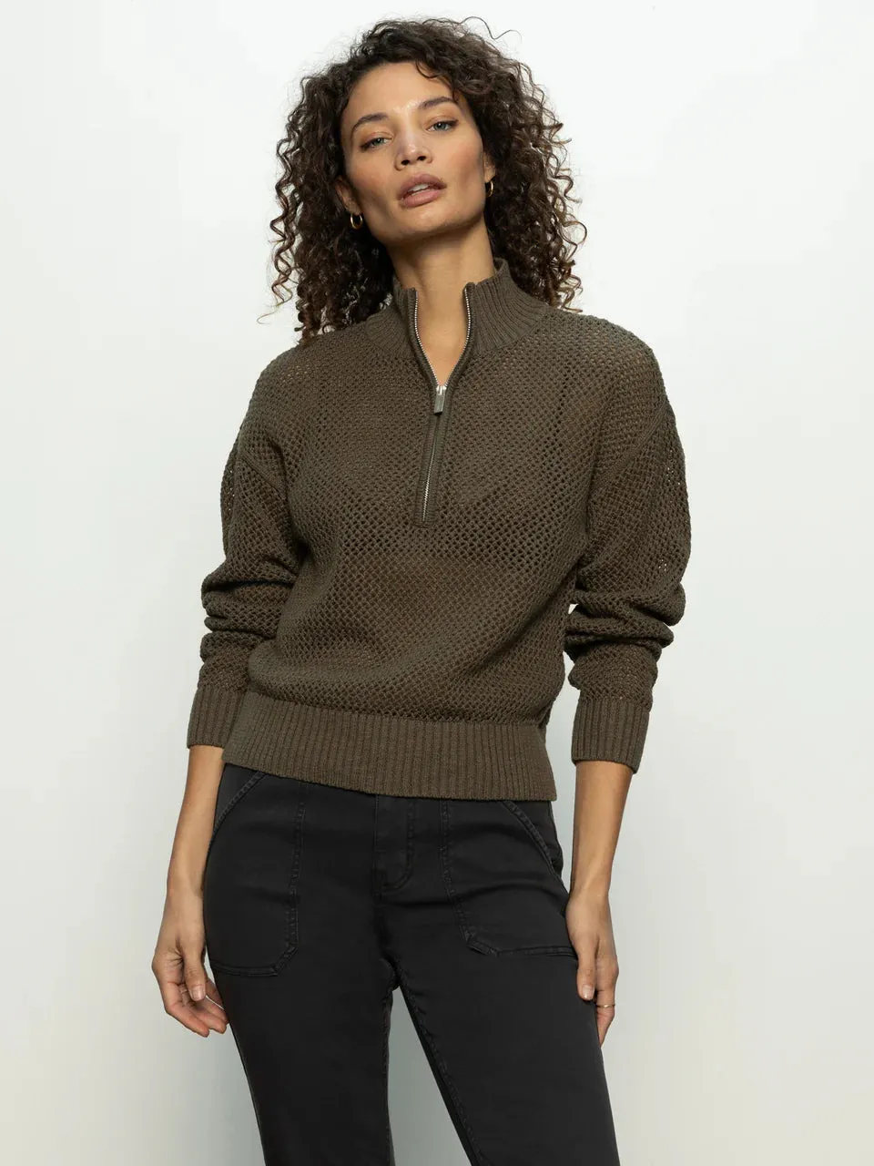 {Sanctuary} Open Knit 1/2 Zip