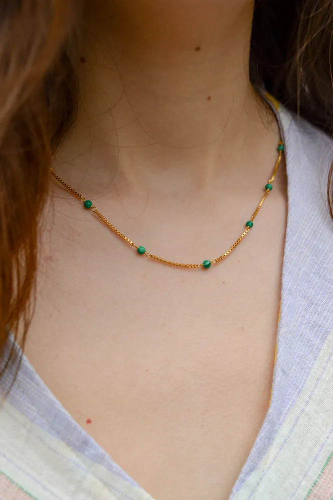 Shyla Venus Slim Malachite Necklace