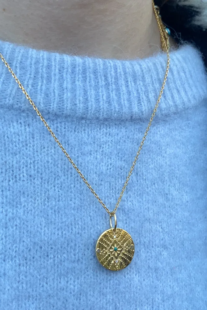 Une A Une Dot Mini Medallion Necklace