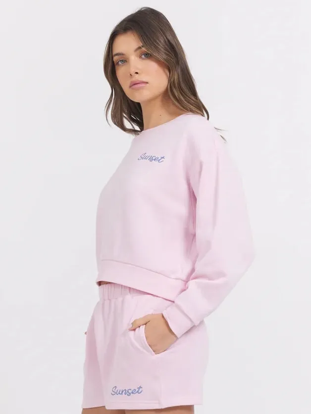 {Vintage Havana} Embroidered Heavy Surf Wash Crewneck