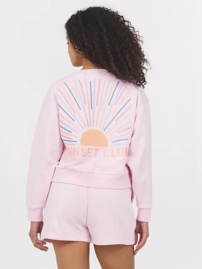 {Vintage Havana} Embroidered Heavy Surf Wash Crewneck