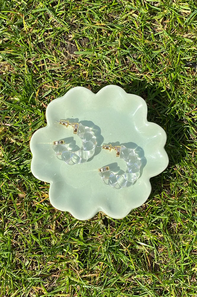 White Clear Resin Hoop Earring