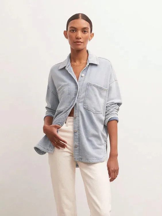 {Z Supply} All Day Knit Denim Shacket